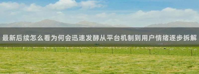 热点爆料话题：最新后续怎么看为何会迅速发酵从平台机制到用户情绪逐步拆解