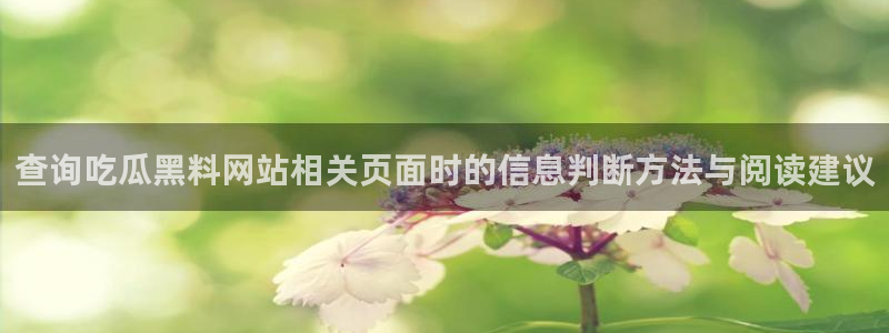 黑料爆料事件资讯：查询吃瓜黑料网站相关页面时的信息判断方法与阅读建议